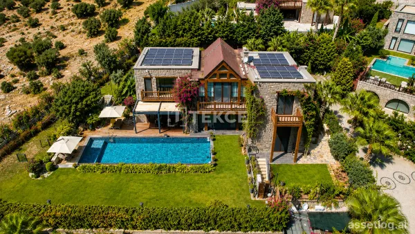 Stone-Façade House with Sea Views in Bodrum Gümüşlük