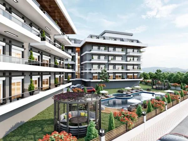 Sea and City View Apartments in a Residential Complex in Alanya