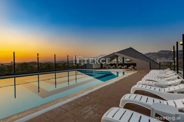 Furnished Apartments in a Complex with Private Beach in Konaklı
