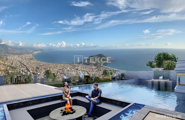 Houses with Sea and City View in Tepe, Alanya