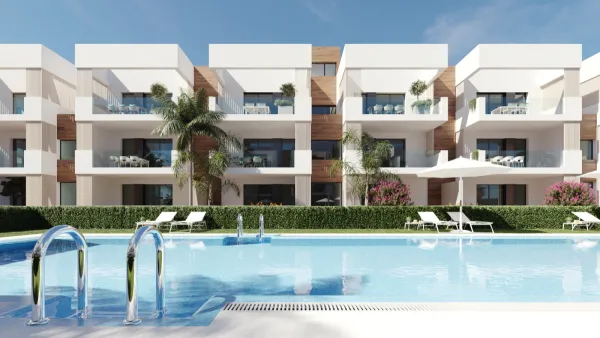 2-Zimmer-Wohnung mit Garten, 2 Bädern, Gemeinschaftspool und Tiefgarage in San Pedro del Pinatar