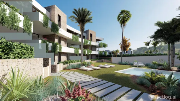 Apartment with garden provided with 3 Bedrooms and 3 Bathrooms, communal swimming pool and underground parking space