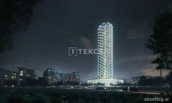 Byty s bazénem v ikonické nové budově Jumeirah Village Circle